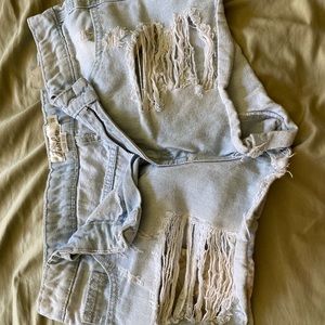 High rise ripped jean short shorts
